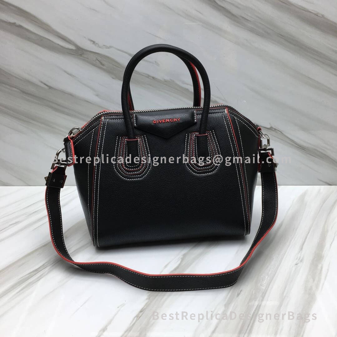 Givenchy Small Antigona Bag Red And Black In Grained Goatskin SHW 2-29909S
